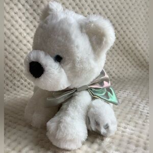 Animal Adventure 2022 White Baby Polar Bear Cub Iridescent Ribbon Bow and Feet